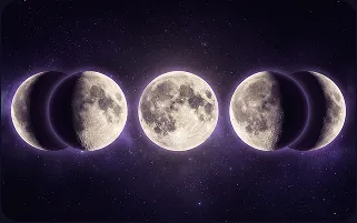 Phases of the moon across a starry sky