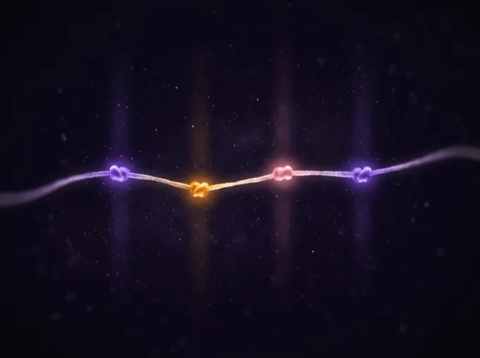 A glowing thread marked with knots for the years ahead